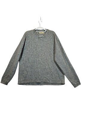 Naturalife Mens XL Gray V-Neck Sweater 100% Cotton Career office hipster dad